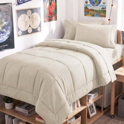 CozyLux Queen Comforter Set Black - 7 Pieces Bed in a Bag