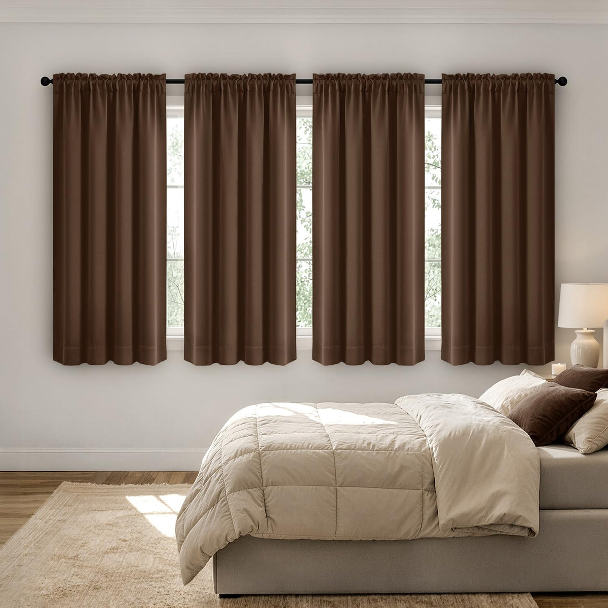 MIULEE Black Blackout Curtains 63 Inch Length for Bedroom Set of 4 Panels