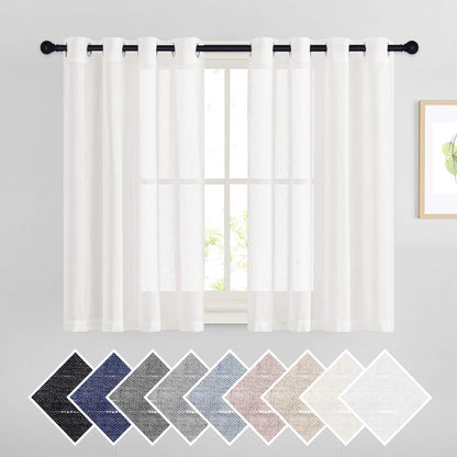 NICETOWN Semi Sheer Linen Ivory Curtains for Bedroom, W52xL84, 2 Panels