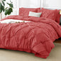 CozyLux Queen Comforter Set Black, 7 Pieces Pintuck Bed in a Bag
