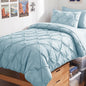 HIMEET Queen Comforter Set Black - 7 Pieces Pintuck Bed in a Bag