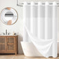 BTTN Cream Ringless Linen Textured Shower Curtain with Snap in Liner, 72x75