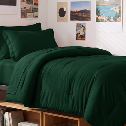CozyLux Queen Comforter Set Black, 7 Pieces Bed in a Bag