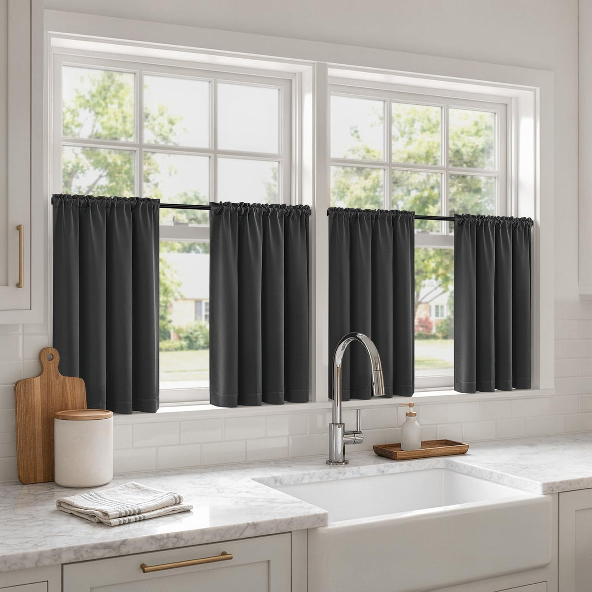 MIULEE Black Blackout Curtains 63 Inch Length for Bedroom Set of 4 Panels