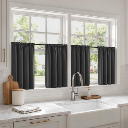 MIULEE Black Blackout Curtains 63 Inch Length for Bedroom Set of 4 Panels