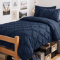 CozyLux Queen Comforter Set Black, 7 Pieces Pintuck Bed in a Bag