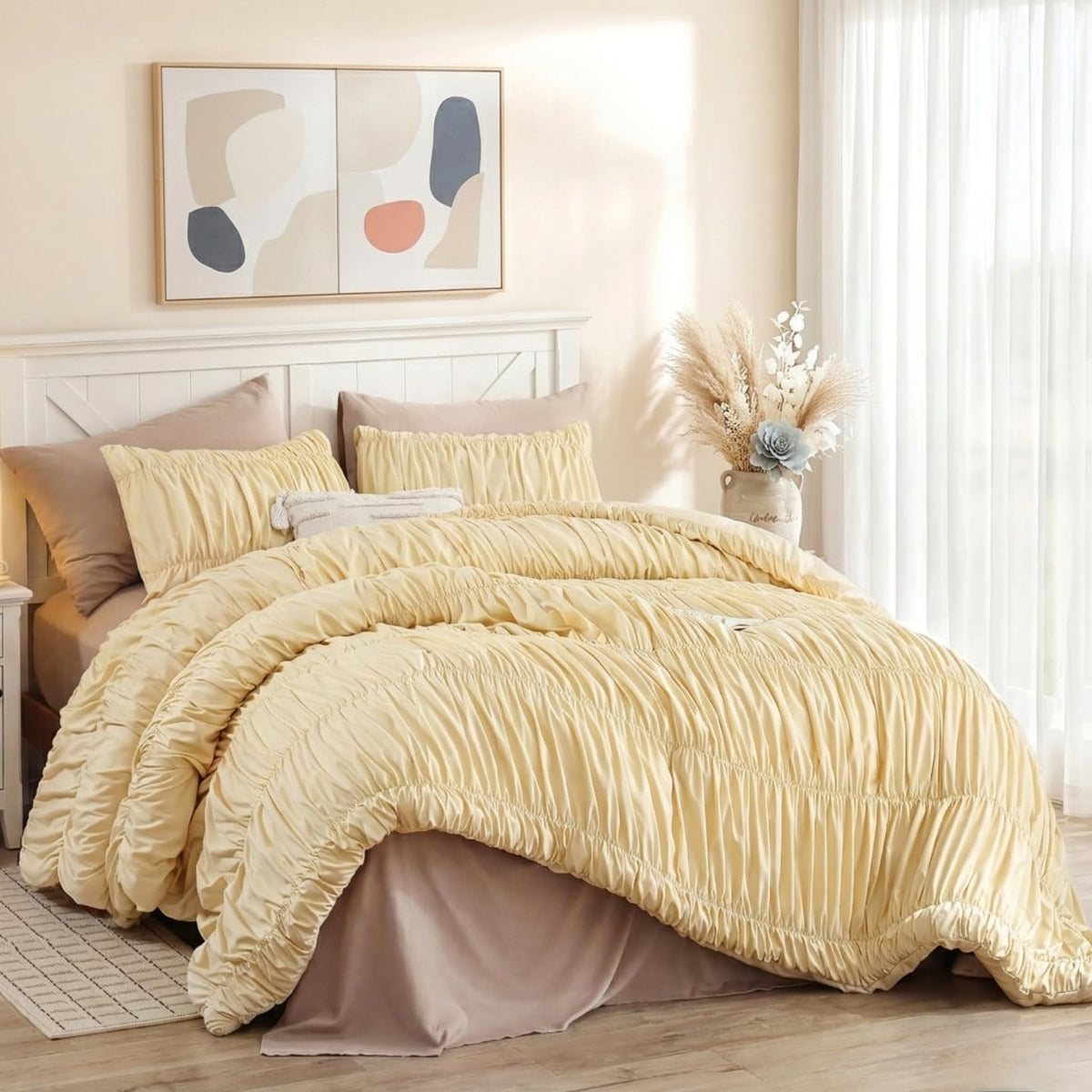 weigelia Pink Comforter Set Full Size, All Season Lightweight Bedding Set