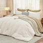 MUXHOMO Full Comforter Set 7 Pieces, Soft Bed in a Bag, Beige