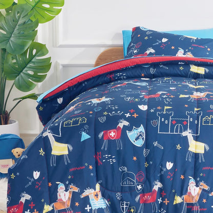 SLEEP ZONE Comforter Set Bed in A Bag, 7 Pieces Girls, Cattoon Pattern for Kids, Toddlers, Teens, Ultra Soft and Washable (Garden Secret,Full/Queen)