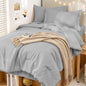 MUXHOMO Queen Comforter Set 7 Pieces, Soft Bed in a Bag, Beige