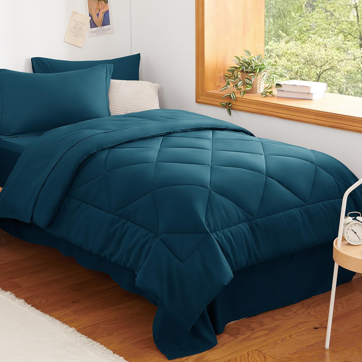 CozyLux Full Comforter Set 82"x86" Burgundy - 7 Piece Bed in a Bag