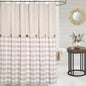 DOSLY IDÉES Farmhouse Shower Curtain,Beige and Gray Stripe,Button Curtain,Linen and Cotton Woven Fabric,Rustic Charm Country Chic Style,72x72 in