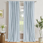 Linen Total Blackout Curtains for Bedroom Living Room 84 Inch, Cream
