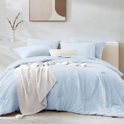Queen Comforter Set-7 Pieces Soft Prewashed Bed in a Bag Queen Bedding Sets