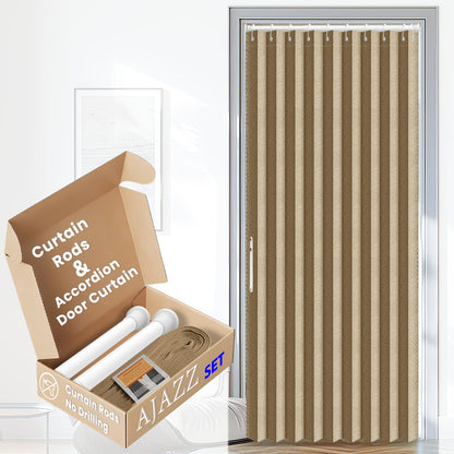 AJAZZ Blackout Accordion Door Magnetic Door Curtain Folding Closet Doors Curtain Invisible for Bedroom Room Living Room Doorway, Grey 42" W x 78" L, 1 Panel