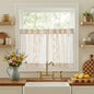 jinchan Beige Floral Linen Kitchen Tier Curtains 50x45 Inch 2 Panels