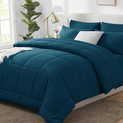 CozyLux Full Size Comforter Sets Black - 7 Pieces Bed in a Bag
