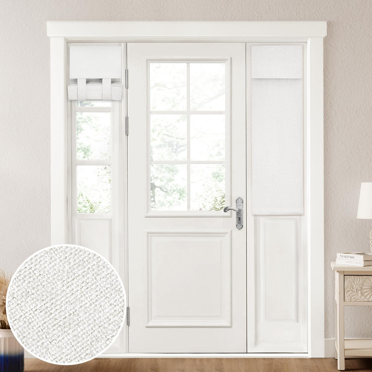 HOMEIDEAS 100% Blackout Linen Door Curtains for French Door 26x68 Inch