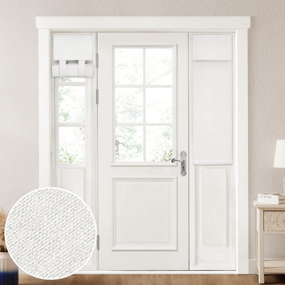 HOMEIDEAS 100% Blackout Linen Door Curtains for French Door 26x68 Inch