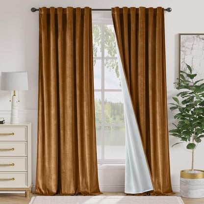 Lazzzy Blackout Curtains Thermal Insulated Curtains Room Window Drapes Super Soft Luxury Curtains for Living Room Bedroom Rod Pocket 2 Panels, 96 Inch Lined | Beige