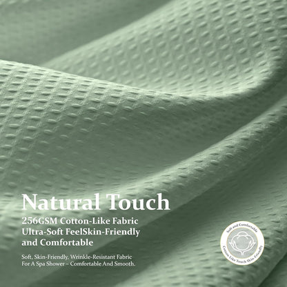 Dynamene Waffle Shower Curtain 256 GSM Heavy Duty Fabric 72"x72" Sage Green