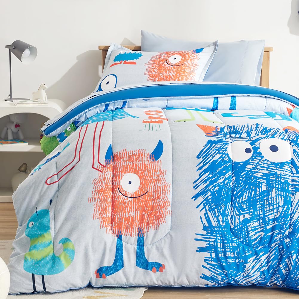 SLEEP ZONE Comforter Set Bed in A Bag, 7 Pieces Girls, Cattoon Pattern for Kids, Toddlers, Teens, Ultra Soft and Washable (Garden Secret,Full/Queen)