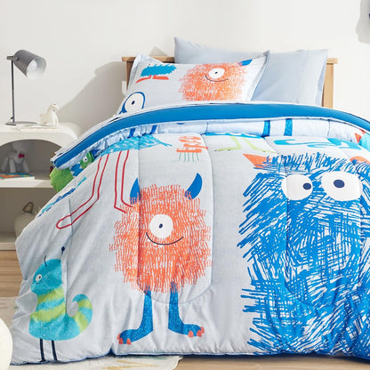 SLEEP ZONE Comforter Set Bed in A Bag, 7 Pieces Girls, Cattoon Pattern for Kids, Toddlers, Teens, Ultra Soft and Washable (Garden Secret,Full/Queen)