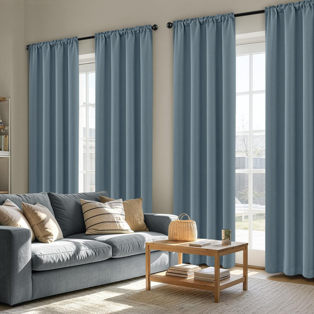 MIULEE Black Blackout Curtains 63 Inch Length for Bedroom Set of 4 Panels