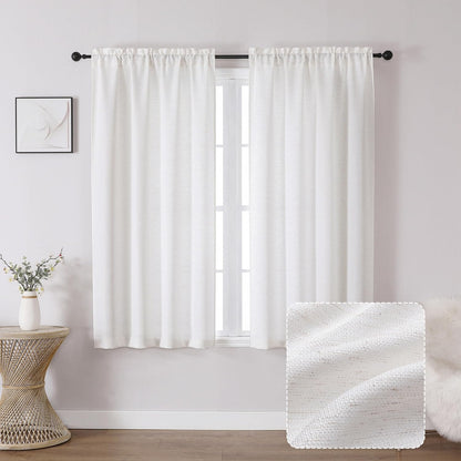 Chyhomenyc 2 Panels White Kitchen Curtains 36 Inch Length Tier Curtain