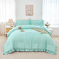 ANGIYUIN Light Blue Ruffle Girls Comforter Set Twin Size 5 Pieces Ruffled Farmhouse Bed in A Bag Solid Boho Bedding Comforter Sets Soft Fluffy Bed Sets for Kids Girl(Light Blue Twin)