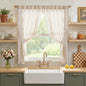 jinchan Beige Floral Linen Kitchen Tier Curtains 50x45 Inch 2 Panels