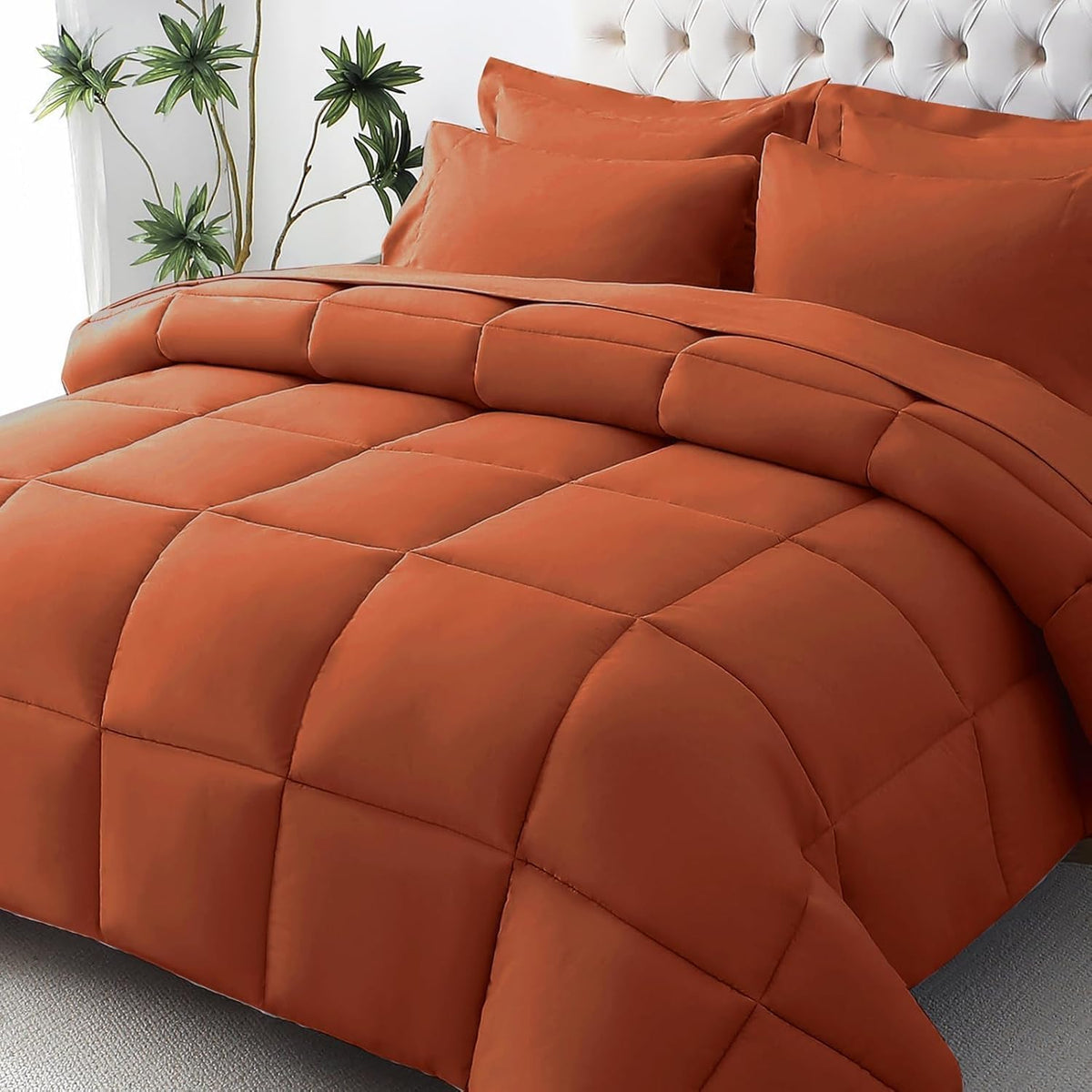 JOLLYVOGUE Full Comforter Set, Ultra-Soft Bed in a Bag Full Size 7 Pieces, Oeko-TEX Certified Bedding Set with Down Alternative Comforter, Sheets, Pillowcases & Shams, Black