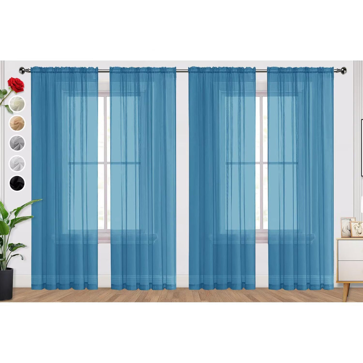SpaceDresser Sheer Voile Curtains for Living Room 84 Inch Long 2 Panels