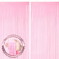 Voircoloria Laser Pink Foil Fringe Backdrop Curtains,3.3x6.6ft, 2 Pack