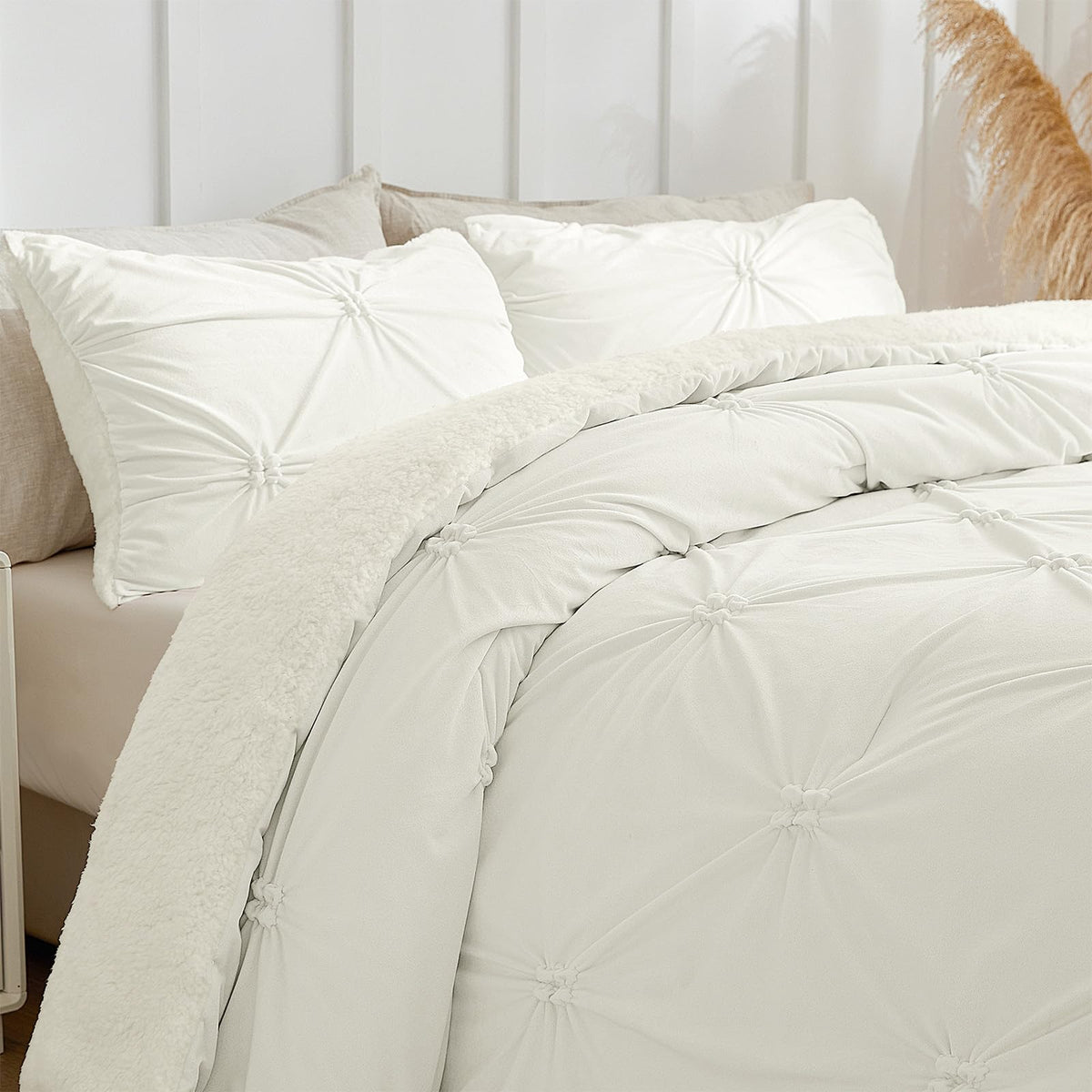 BEDELITE Fluffy Sherpa Queen Comforter Set,Grey