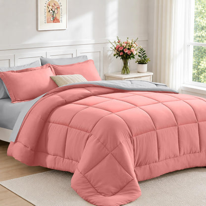 FUANNA Queen Comforter Set 7 Pieces, Reversible Bed Set, Soft Bed in a Bag