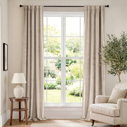 Lazzzy Blackout Curtains Thermal Insulated Curtains Room Window Drapes Super Soft Luxury Curtains for Living Room Bedroom Rod Pocket 2 Panels, 96 Inch Lined | Beige