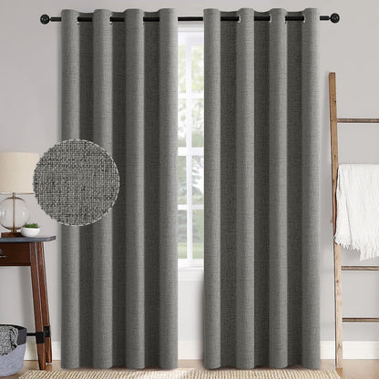 MIULEE 100% Blackout Linen Curtains for Bedroom 52x90 Inches Natural Beige