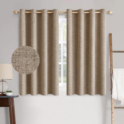 MIULEE 100% Blackout Linen Curtains for Bedroom 52x90 Inches Natural Beige