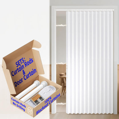 AJAZZ Blackout Accordion Door Magnetic Door Curtain Folding Closet Doors Curtain Invisible for Bedroom Room Living Room Doorway, Grey 42" W x 78" L, 1 Panel