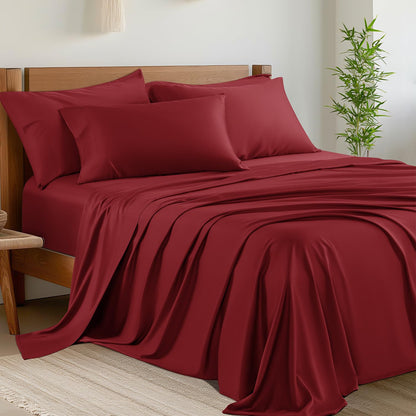Shilucheng 6 Piece Queen Sheet Sets, Cooling Sheets, Dark Grey
