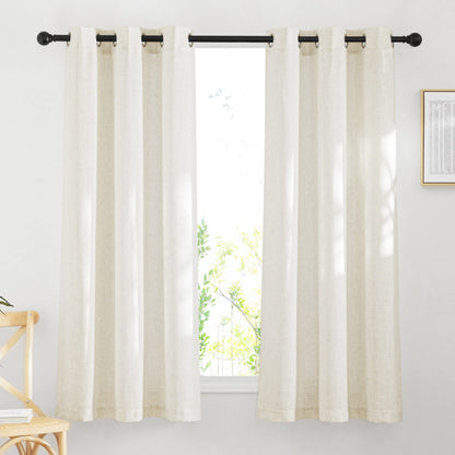 NICETOWN Semi Sheer Linen Ivory Curtains for Bedroom, W52xL84, 2 Panels