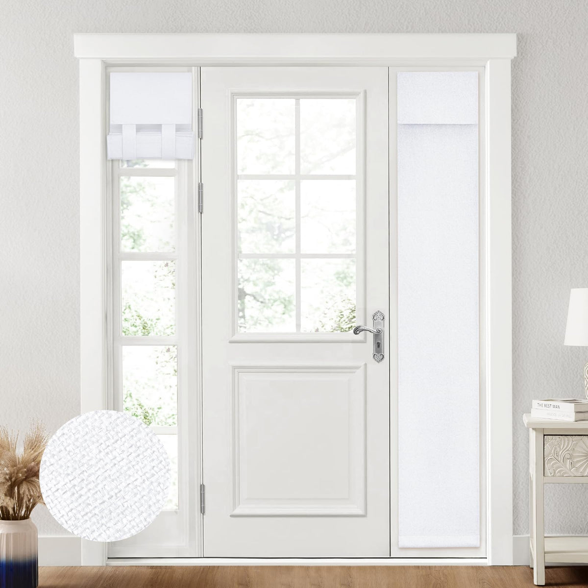 HOMEIDEAS 100% Blackout Linen Door Curtains for French Door 26x68 Inch