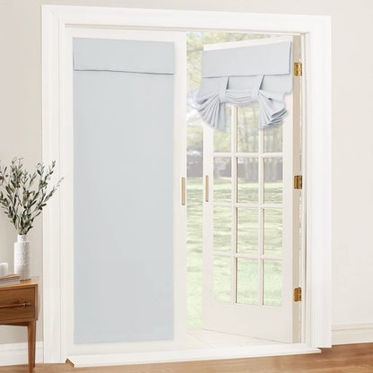 RYB HOME Blackout French Door Curtain, No Drill, W26 x L69, Black, 1 Panel