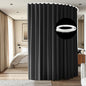 Room Divider Ceiling Mounted Curtains Track Sets Extra Wide Blackout Curtain Flexible Tracks for Bedroom Privacy Partition Separator, 1 Panel Black Drape and White Rail, W8.3 x H8ft