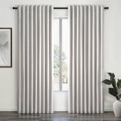 Topfinel Cream Linen Blackout Curtains 84 Inch Long for Bedroom Living Room, Ivory Pinch Pleat Back Tab Full Blackout Drapes Farmhouse Boho Curtains for Window, White Neutral Curtains 52" X 84" 7 FT
