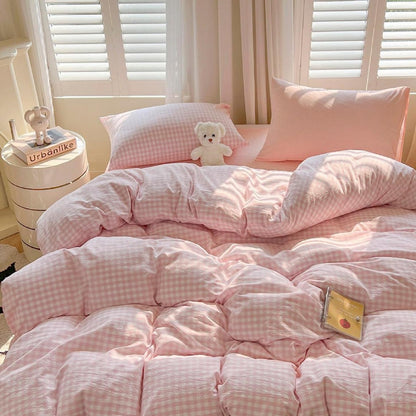 LifeTB Queen Comforter Set Fluffy Plaid Checkered Pattern Modern Style Geometric Comforter with 2 Pillow Shams Grid Plaid Bedding Comforter for Boys Men All Season Queen Size Bed Comforter Set