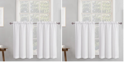 Chyhomenyc 2 Panels White Kitchen Curtains 36 Inch Length Tier Curtain