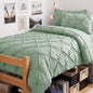 CozyLux Queen Comforter Set Black, 7 Pieces Pintuck Bed in a Bag