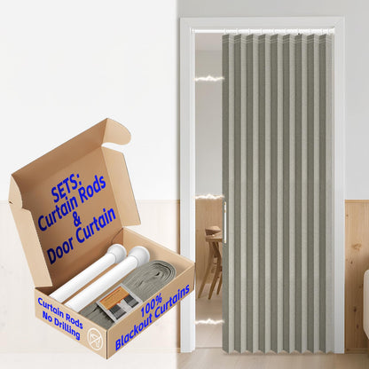 AJAZZ Blackout Accordion Door Magnetic Door Curtain Folding Closet Doors Curtain Invisible for Bedroom Room Living Room Doorway, Grey 42" W x 78" L, 1 Panel